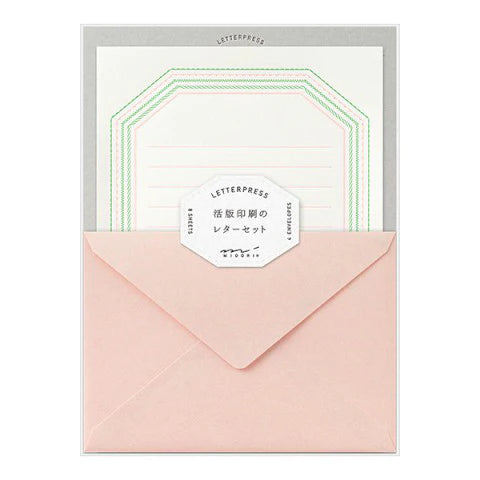 Letterpress stationery set / pink frame